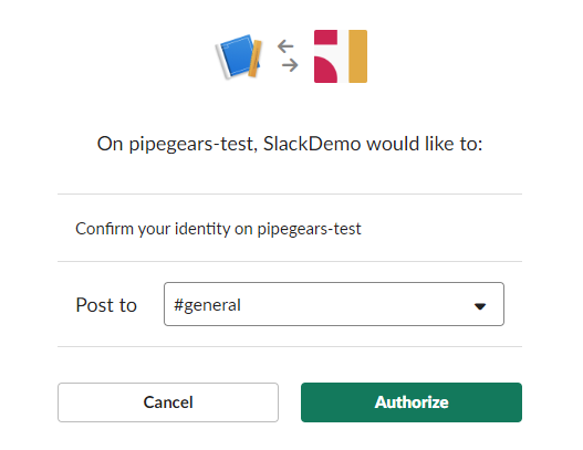 Slack authorize webhook